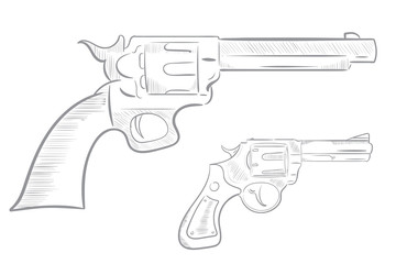 Two classic revolvers gray color