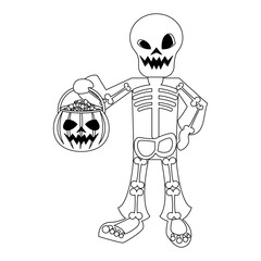 halloween october scary celebration cartoon in black and white