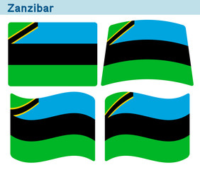 「ザンジバルの国旗」4個の形のアイコンデザイン