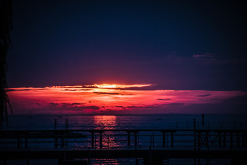 Sonnenuntergang am Bodensee in Bregenz, Österreich