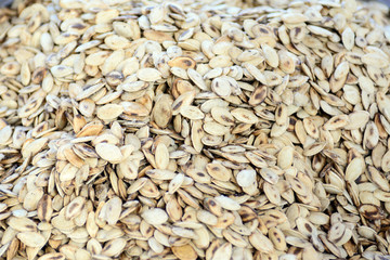 pumpkin seeds on the counter in the bazaar