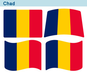 「チャドの国旗」4個の形のアイコンデザイン