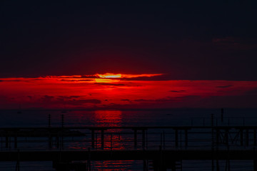 Sonnenuntergang am Bodensee in Bregenz, Österreich