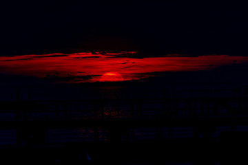 Sonnenuntergang am Bodensee in Bregenz, Österreich