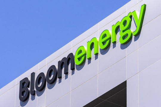 August 7, 2019 San Jose / CA / USA - Bloom Energy Logo At Their Headquarters In Silicon Valley; Bloom Energy Manufactures And Markets Solid Oxide Fuel Cells That Produce Electricity