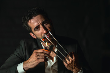  man smokes cigar