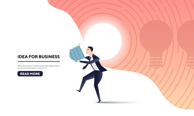 businessman carry idea (light bulb) for business. 