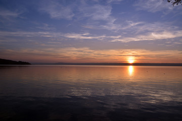 Naklejka premium sunset, landscape, nature, lake, 
