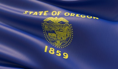 High resolution close-up Flag of Oregon - United States of America states flags collection. 3D illustration.