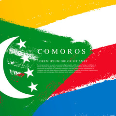 Flag of Comoros. Brush strokes are drawn by hand.