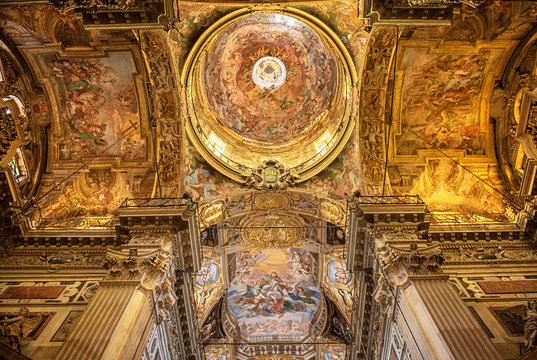Interior of the 16th century baroque San Siro basilica