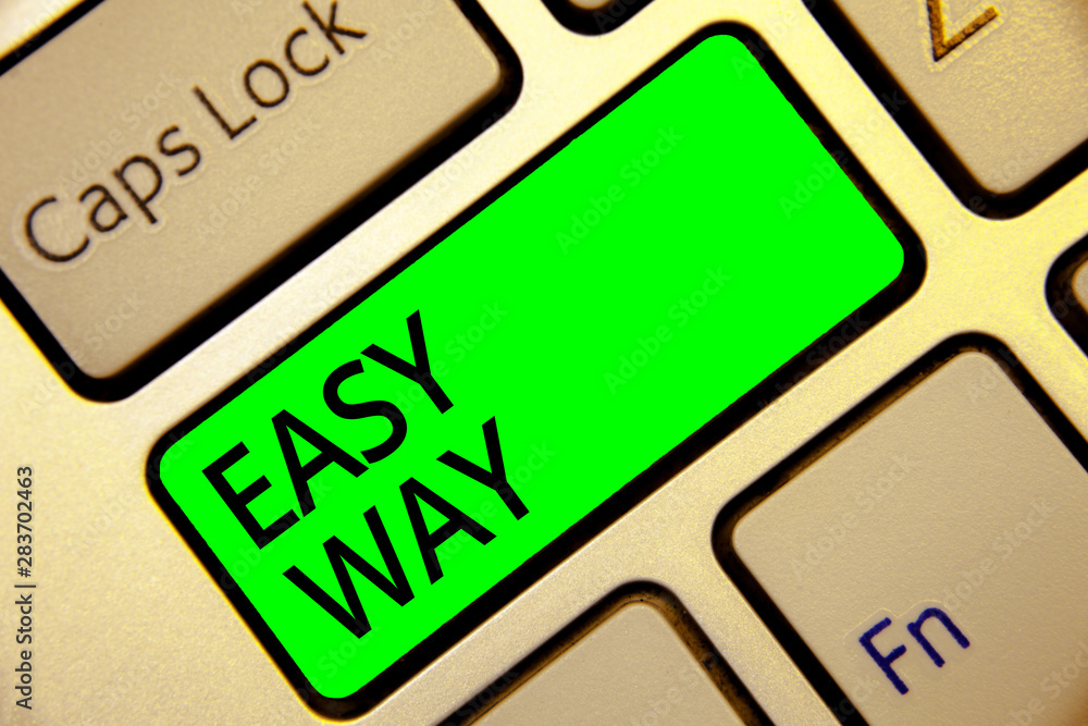 Poster word writing text easy way. business concept for making hard decision between two less and more effo