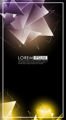 Vertical triangle background. Abstract composition of 3D triangles. Modern geometric backgrounds isolated black