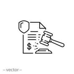 penalty icon, financial forfeit, surcharge, thin line symbol on white background - editable stroke vector illustration eps 10