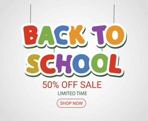 Back to school sale banner.Education illustration