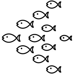 Swimming fishes icon in outline style