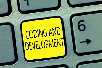 Handwriting text writing Coding And Development. Concept meaning Programming Building simple...