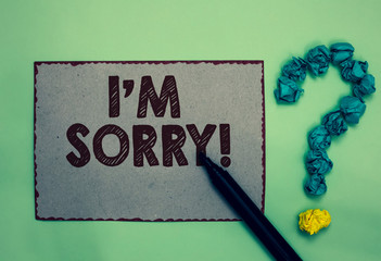 Word writing text I am Sorry. Business concept for To ask for forgiveness to someone you...