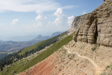 view of Gruppo del Catinaccio Rosengarten Group Dolomites, Italy, Hirzelweg