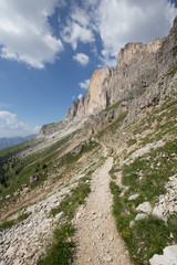 view of Gruppo del Catinaccio Rosengarten Group Dolomites, Italy, Hirzelweg