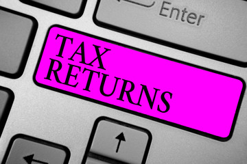 Conceptual hand writing showing Tax Returns. Business photo text Tax payer financial information...