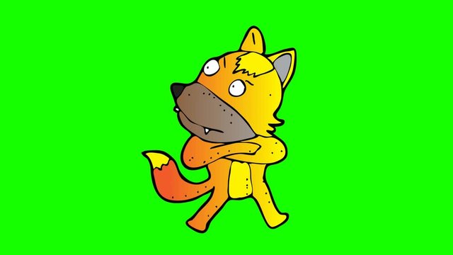 animated weasel character . green screen 2D animation