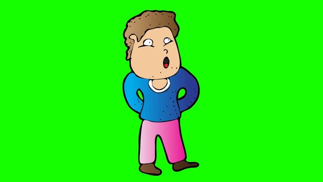 animated teenage boy character . green screen 2D animation