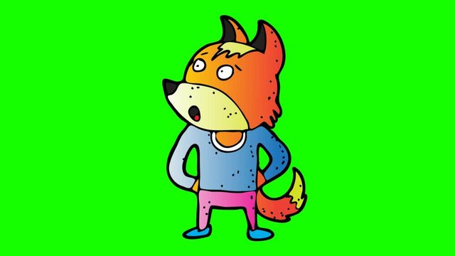 animated weasel character . green screen 2D animation
