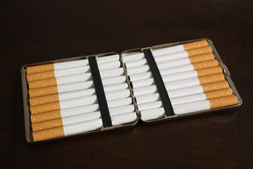 Gestopfte Zigaretten im Etui