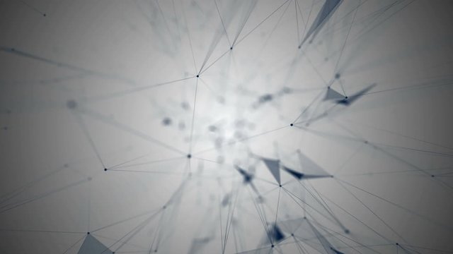 Abstract graphic design illustration. Abstract beautiful geometric background with moving lines, dots and triangles.