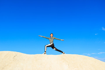 Woman doing sports exercises for fitness.