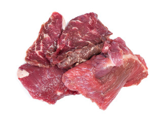Pieces of raw beef meat
