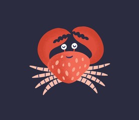 Cute smiling crab isolated on dark background © Good Studio
