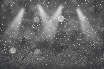 wonderful shiny glitter lights defocused stage spotlights bokeh abstract background with sparks fly, festive mockup texture with blank space for your content