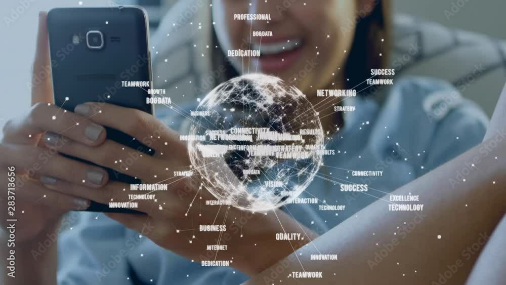 Aufkleber globe spinning with data and connection network