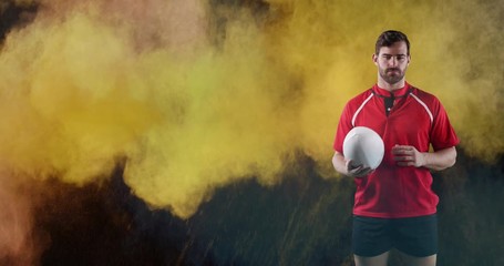 Professional rugby player holding a ball 4k
