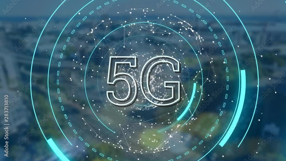 Poster 5g displayed on a rotating globe
