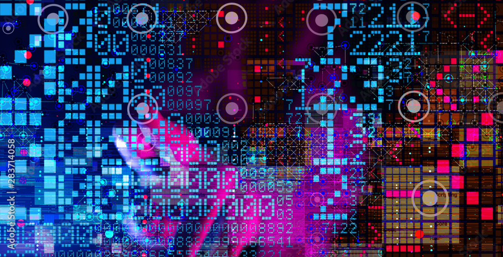 Aufkleber Software, web development, programming concept. Abstract Programming