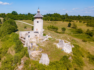 Fototapeta na wymiar Stari grad Drežnik (The Old Fort Dreznik) is a fortification above Korana River Canyon close to Rakovica and Plitvice National Park with its waterfalls and lakes