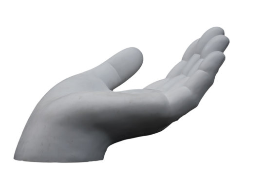 White hand statue isolated on white background