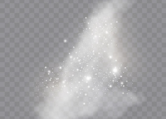 The dust sparks and golden stars shine with special light. Vector sparkles on a transparent background. Christmas light effect. Sparkling magical dust particles.