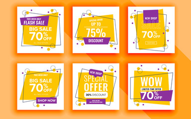 Set of sale banner template design. Vector illustration.