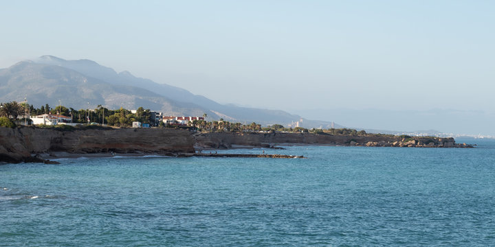 Panoramic view of Vinaròs coastline in Spain