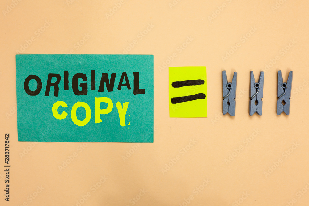 Poster handwriting text original copy. concept meaning main script unprinted branded patented master list t