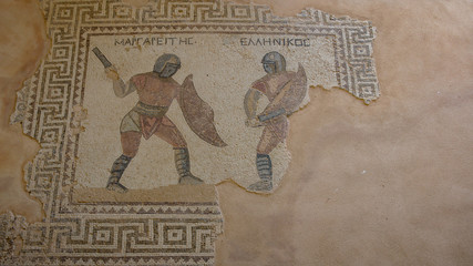Roman floor mosaic in ruin