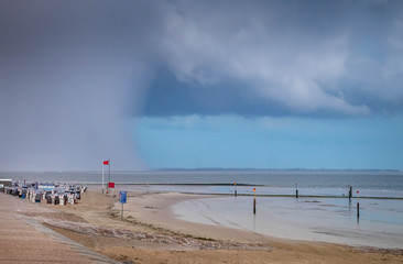 Norderney Gewitter über dem Weststrand, Reise Wattenmeer