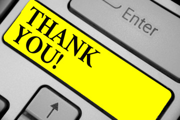 Writing note showing Thank You. Business photo showcasing replaying on something good or greetings...