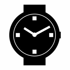 Black clock icon isolated on white background