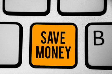 Text sign showing Save Money. Conceptual photo store some of your cash every month to use them...