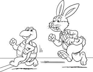 Rabbit businessman and Turtle